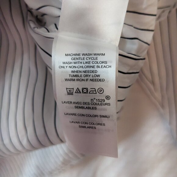Lauren Ralph Lauren Black/White Striped Women's Long Sleeve Shirt Size XLarge - Picture 5 of 11